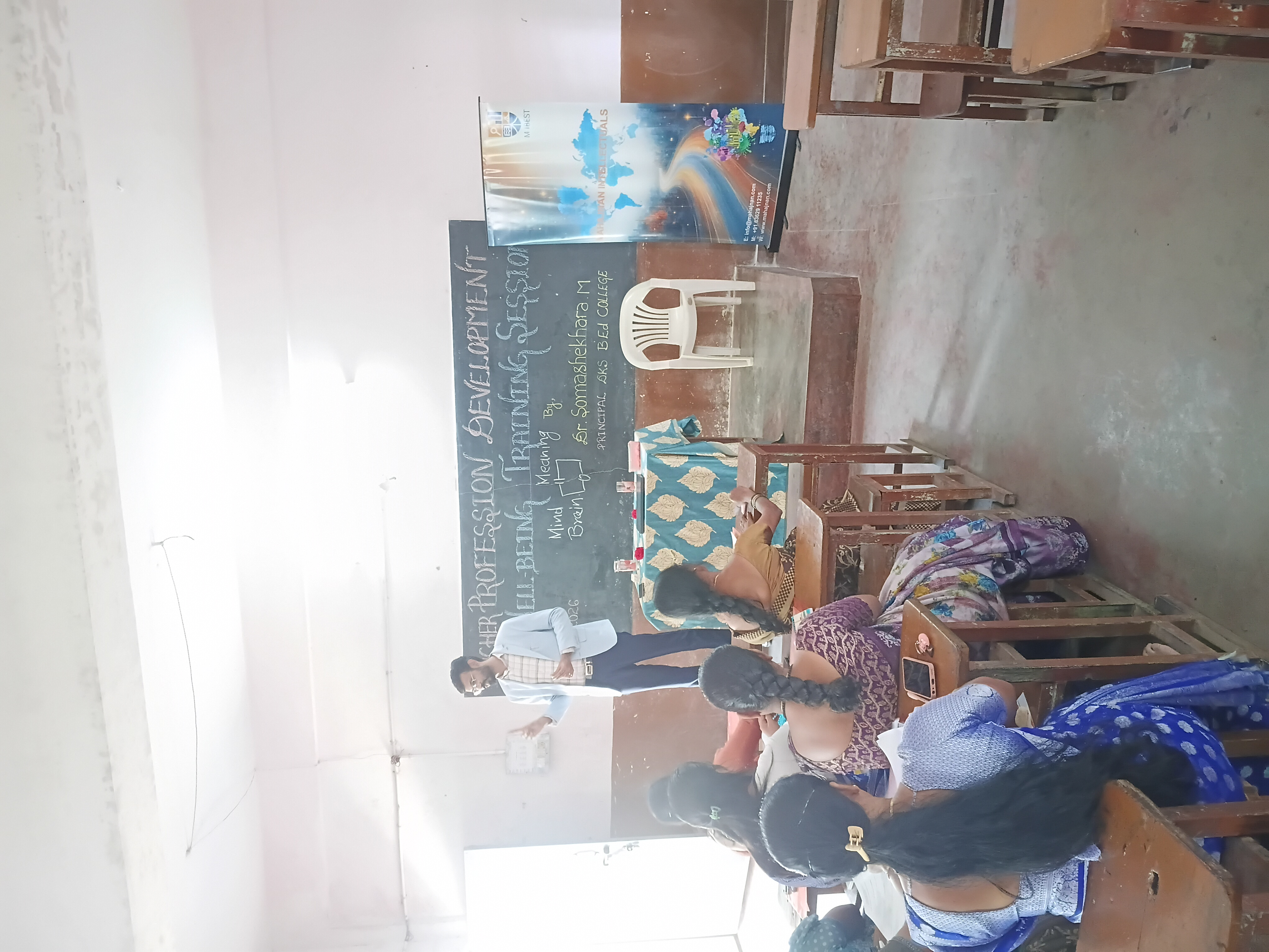 Training session in progress at the blackboard